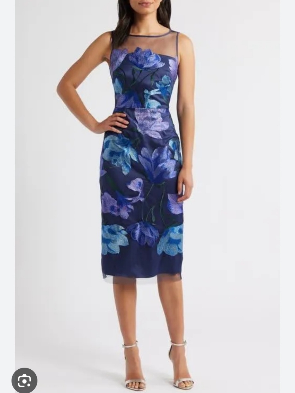 Eliza J Floral Embroidered Cocktail Dress In Cobalt